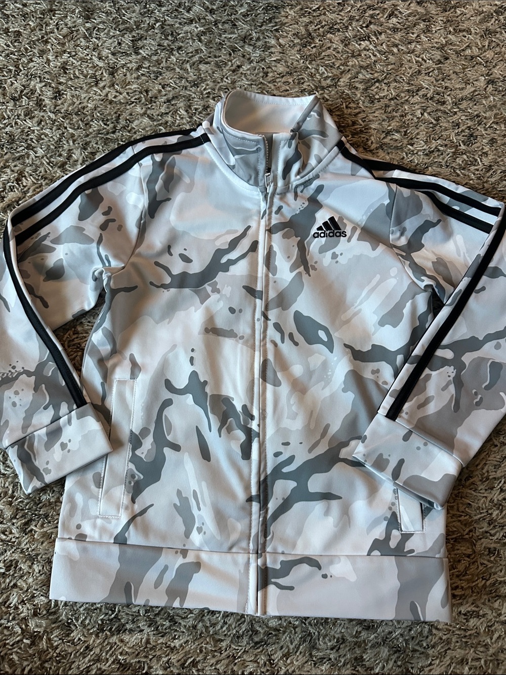 adidas Kids White & Gray Camo zip up track Jacket size 6 like new